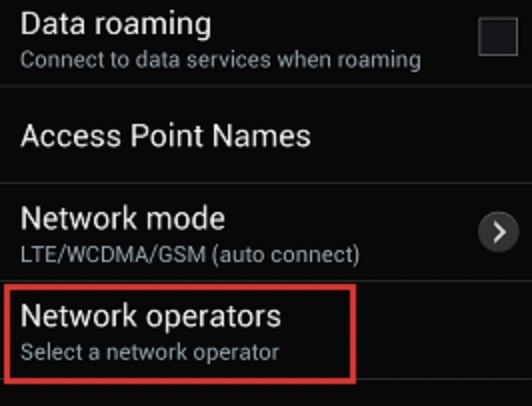 network operators on android phone