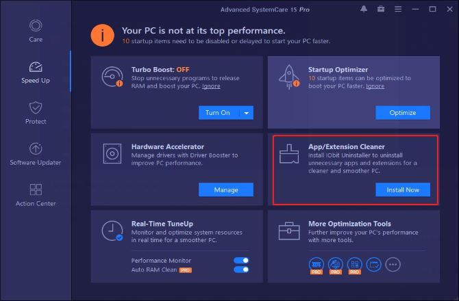 advanced system care 15 speed up app cleaner