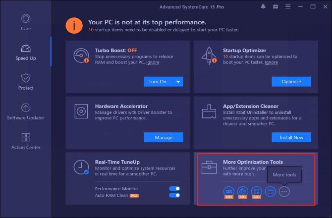 advanced system care 15 speed up more optimization tools