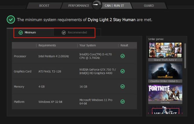 compare my pc and dying light 2 system requirements