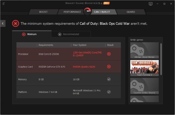 compare your pc and call of duty black ops cold war minimum requirements