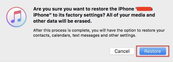 confirm the restore from finder