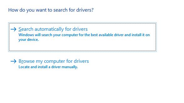 device manager search automatically for drivers