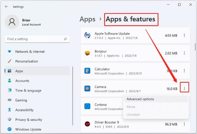 optimize windows 11 apps features camera advanced options