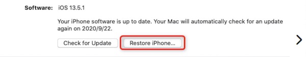 restore iphone from mac finder