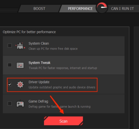 smart game booster driver update scan