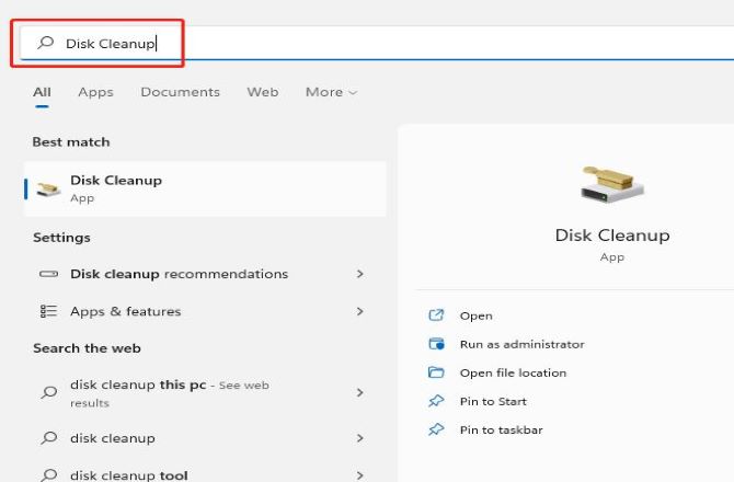 windows 11 search disk cleanup