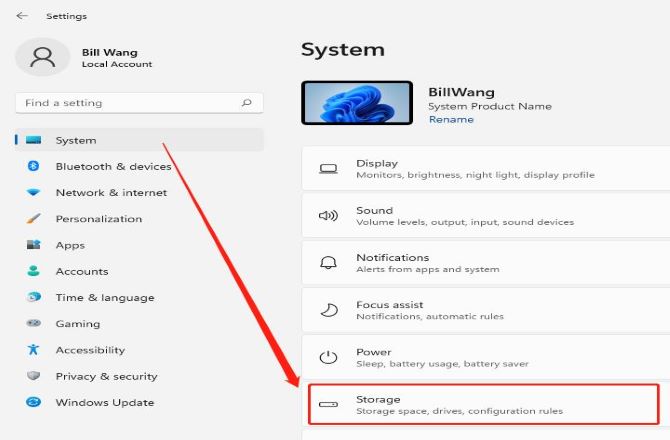 windows 11 settings system click storage