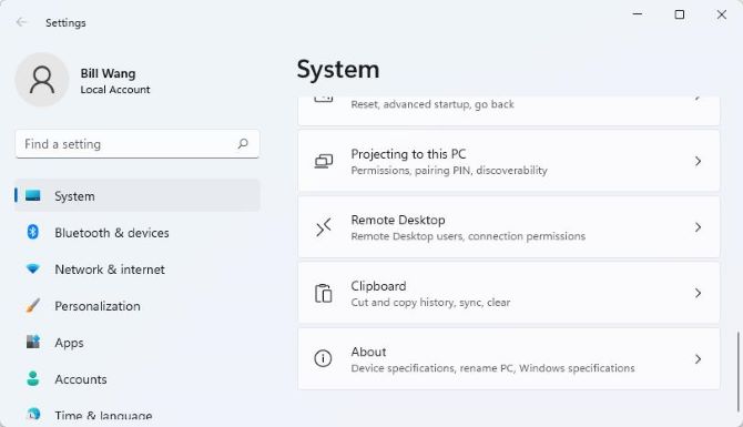 windows 11 system about