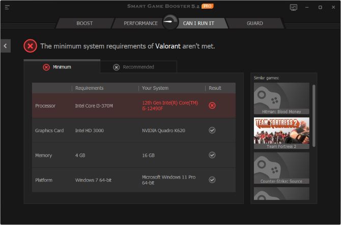 compare your pc and valorant minimum system requirements