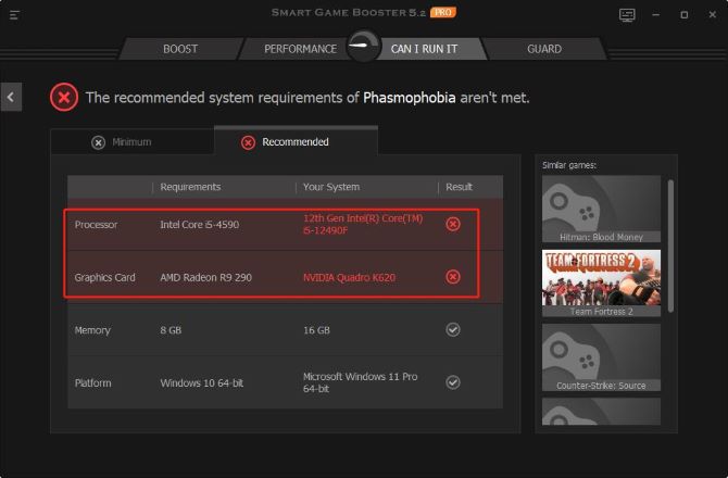 compare your pc and phasmophobia recommended system requirements