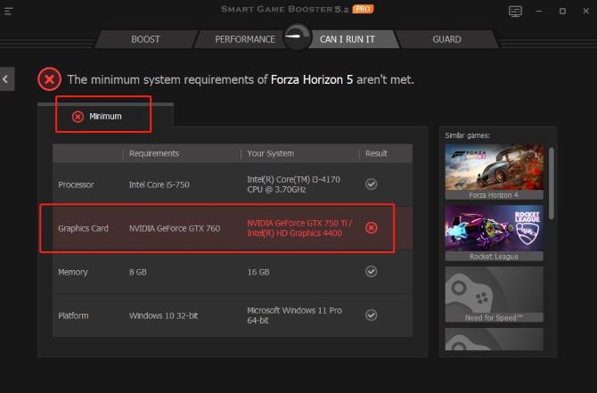 compare your pc with forza horizon minimum requirements