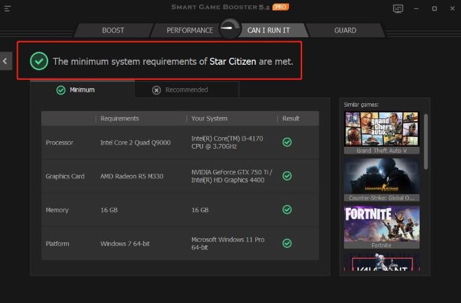 compare your pc with star citizen minimum system requirements