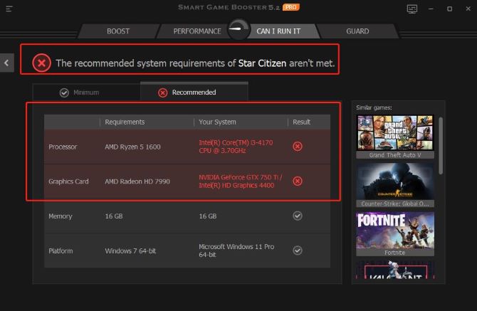 compare your pc with star citizen recommended system requirements