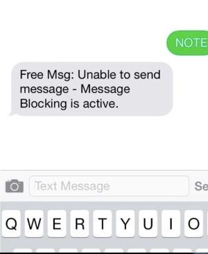 Free Msg Unable to send message - message blocking is active