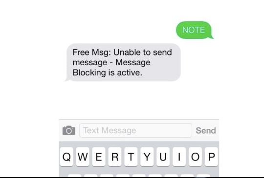 Free Msg Unable to send message - message blocking is active