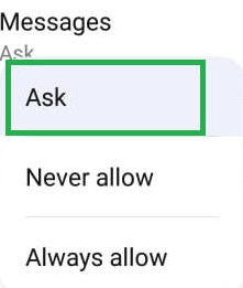 message blocking click ask