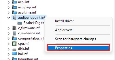 right click driver property