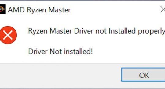 amd ryzen master driver not installed properly
