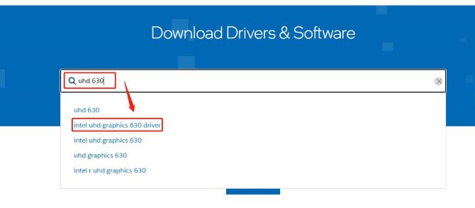 intel uhd graphics 630 drivers in the search box