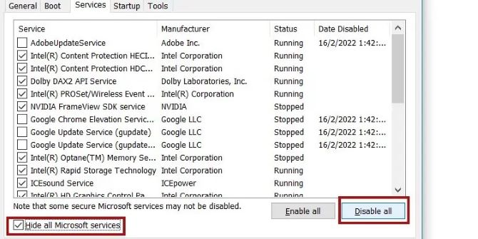 ryzen master driver not installed click hide all microsoft services
