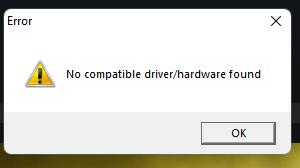 six extraction no compatible driver found