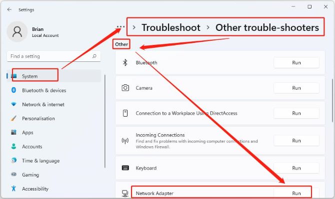 system troubleshooter network