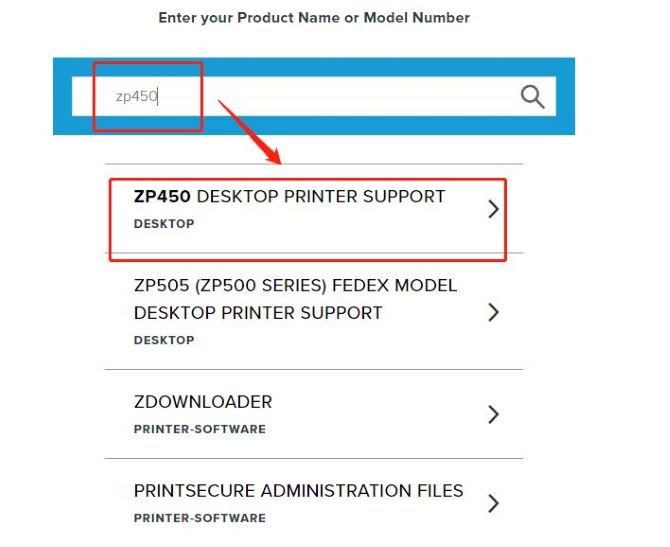 zebra zp450 driver input the name of zp450