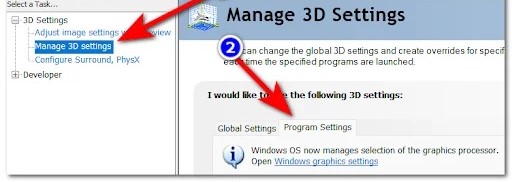 nvidia control panel 3d settings program settings