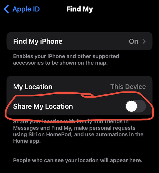 share my location settings