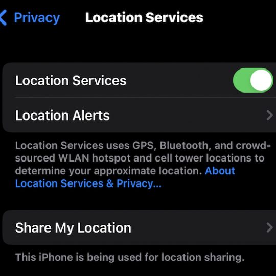 stop sharing my location on iphone and ipad