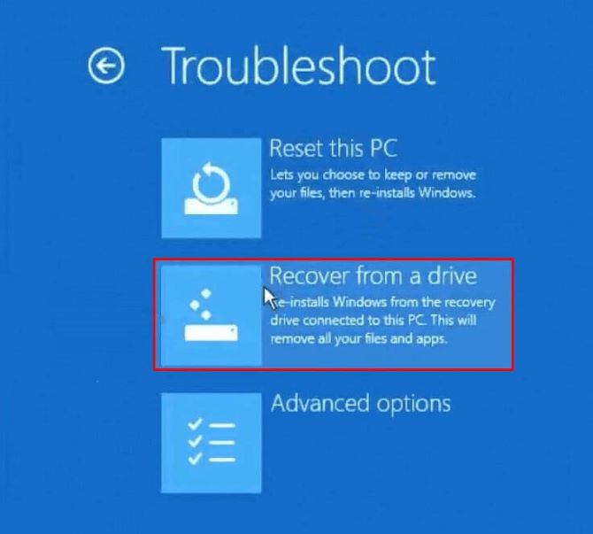 click recover from a drive