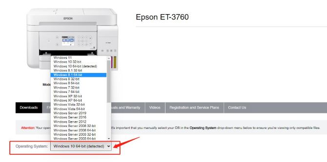 epson et 3760 driver choose operating system