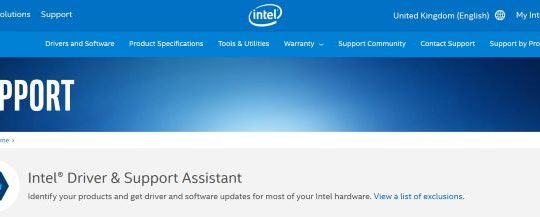 intel driver and support assistant home page