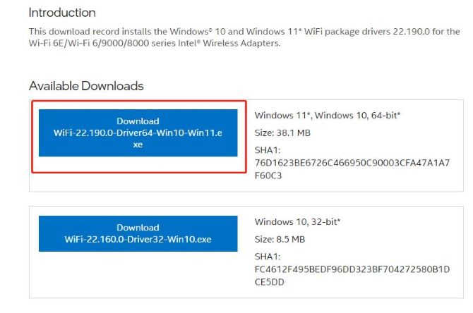 intel wireless ac 9560 driver download for windows 11