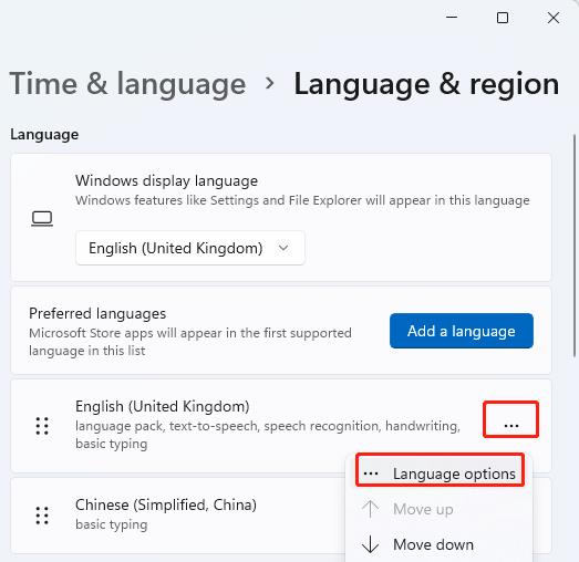 language options