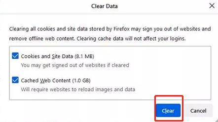 firefox click clear