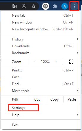 google chrome choose settings