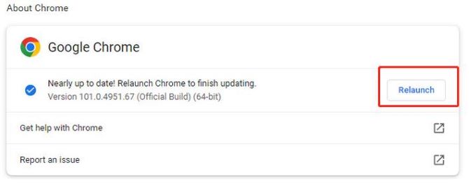 google chrome relaunch