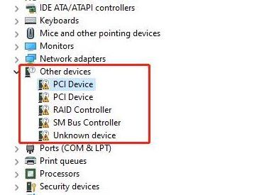 pci device driver missing
