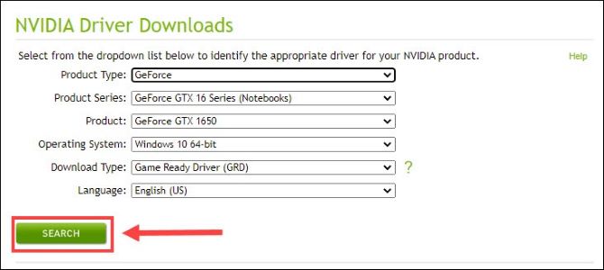 search nvidia geforce model