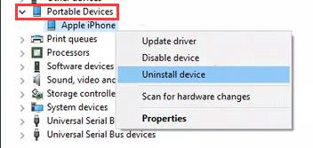 uninstall apple iphone device