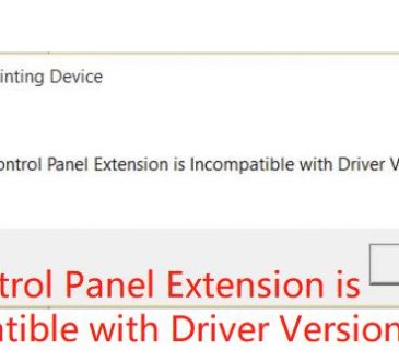 control panel extension is incompatible with driver version