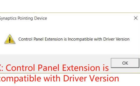 control panel extension is incompatible with driver version