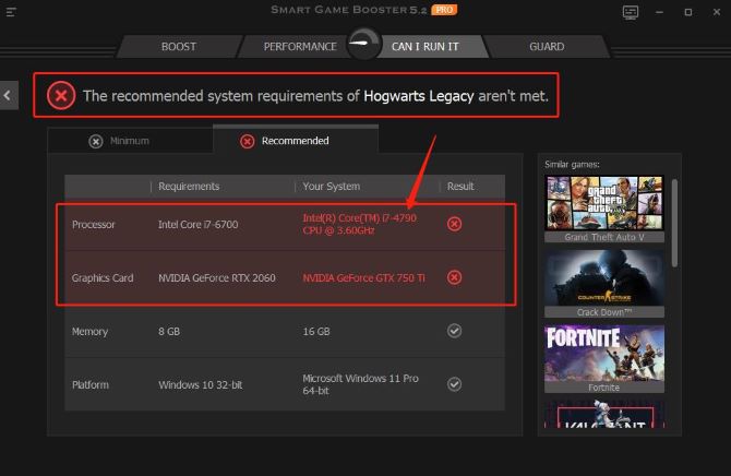 hogwarts legacy system requirements compare recommended specs