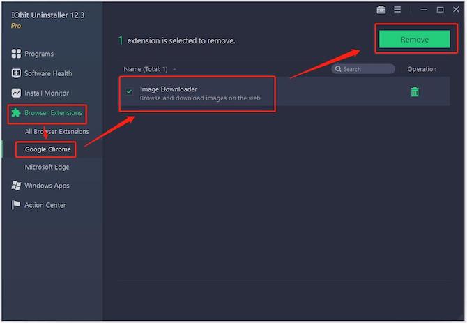 iobit uninstaller browser extensions google chrome remove