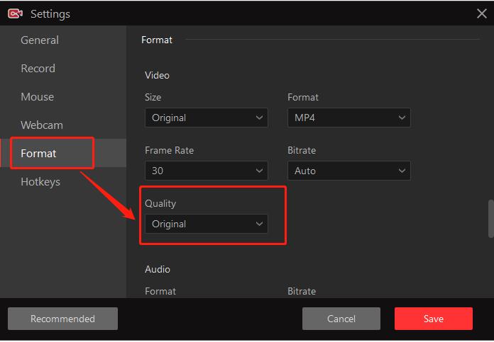 itop screen recorder quality settings