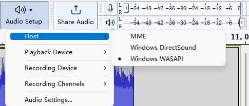 pc audacity audio set up host