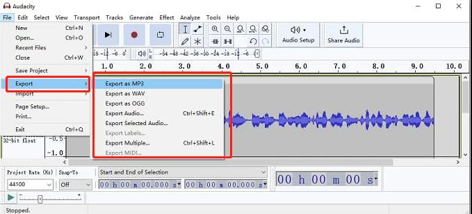 pc audacity export file