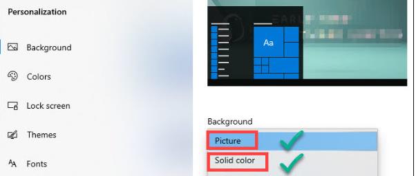 select solid color